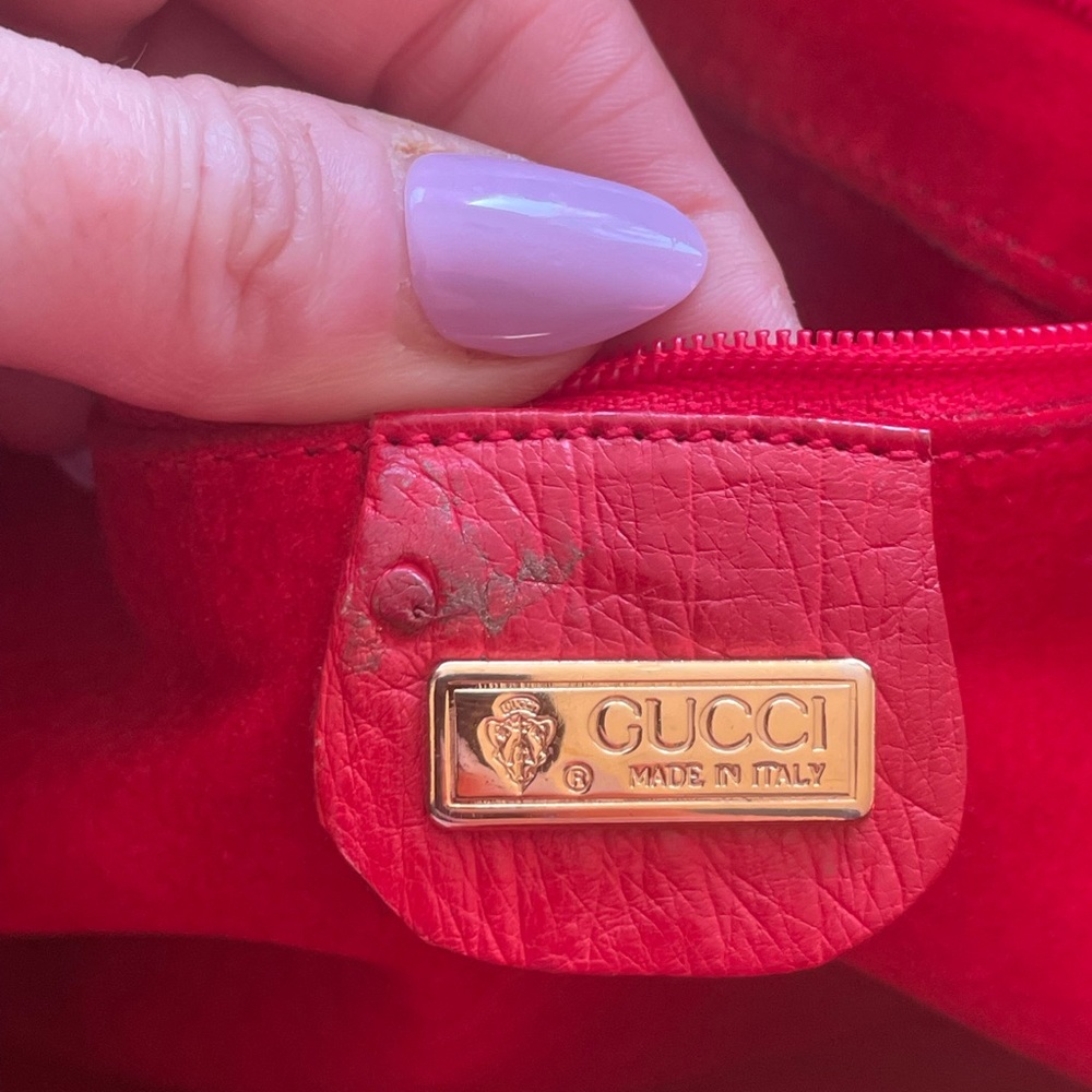 Vintage Rare Gucci Red Ostrich Leather Messanger Purse Shoulder Bag - Picture 15 of 15